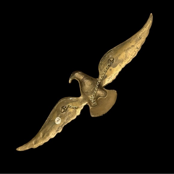 Vintage Mid Century Cast Brass Eagle Bird Metal Hanging Wall Patriotic Decor - Picture 7 of 14